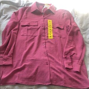 Hilary Radley Rose Pink Button-Up top